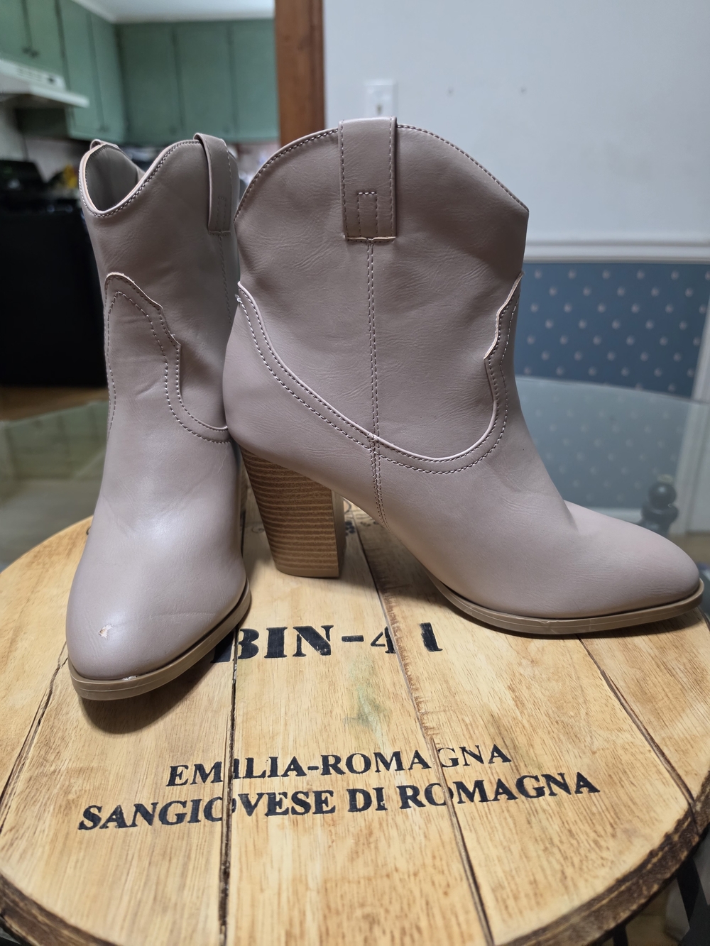 Stylish Taupe Women's Western Ankle Boots - Picture 6 of 12